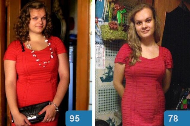 გოგონა წონაში დაკლებამდე და შემდეგ 4 კვირაში მაგის დიეტაზე